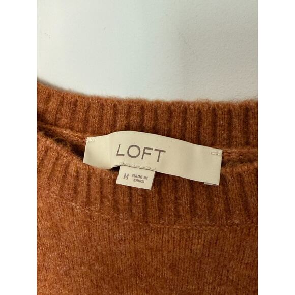 Loft Womens Snowflake Sweater Size Medium Orange Winter Cozy Crew Neck Preppy - Picture 4 of 7